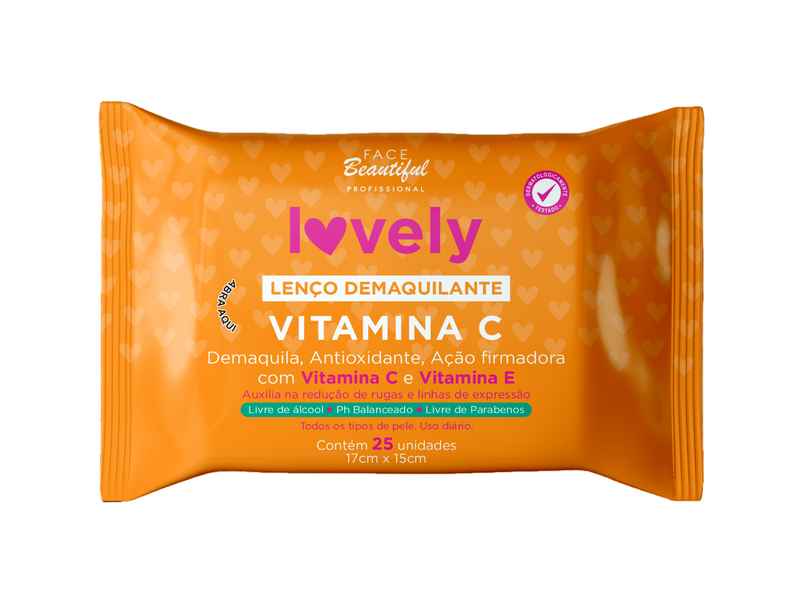 LENÇO DEMAQUILANTE VITAMINA C LOVELY - FACE BEAUTIFUL